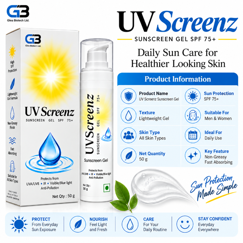 UV Screenz Sunscreen Gel SPF 75+ Broad Spectrum Protection (50gm)