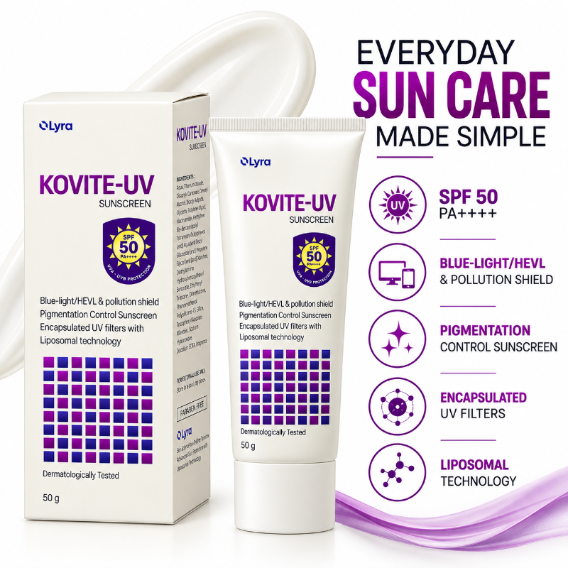 KOVITE-UV Sunscreen SPF 50 PA++++, (50gm)