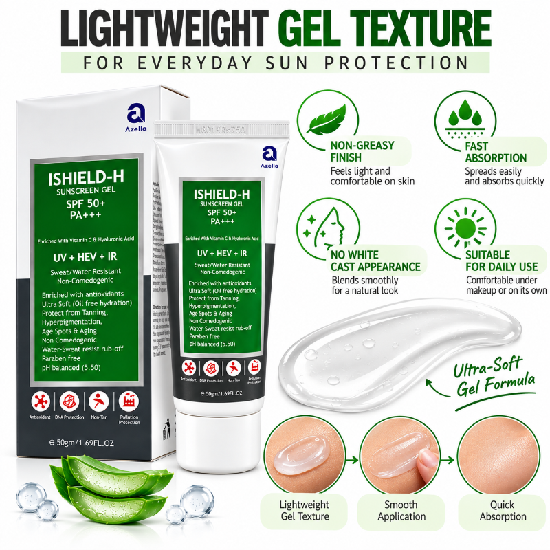 Azelia ISHIELD-H SPF 50+ PA+++ Sunscreen Gel (50gm)