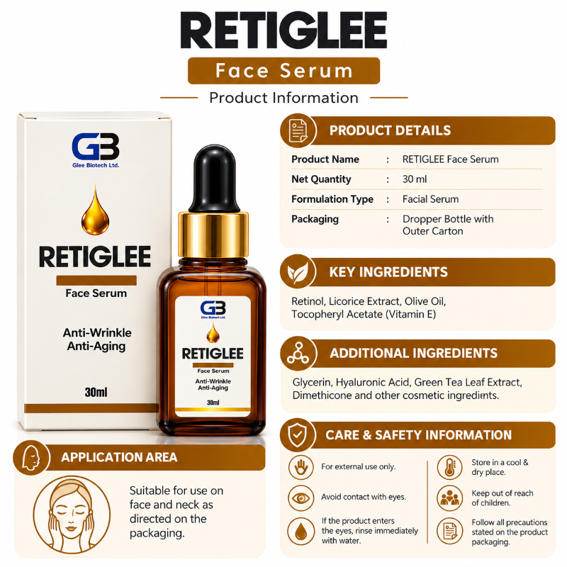 RETIGLEE Face Serum with Retinol, Licorice Extract & Vitamin E (30ml)
