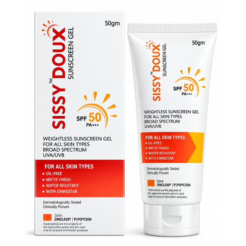 SISSY DOUX Sunscreen Gel SPF 50 PA+++ Broad Spectrum Protection (50gm)