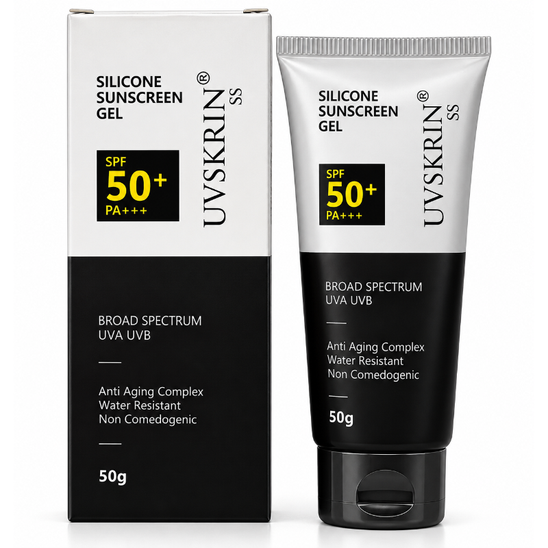 UVSKRIN SS Silicone Sunscreen Gel SPF 50+ PA+++ Broad Spectrum UVA/UVB Protection-(50gm)