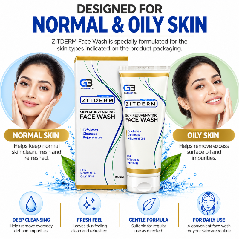 Zitderm Skin Rejuvenating Face Wash for Normal and Oily Skin (100ml)